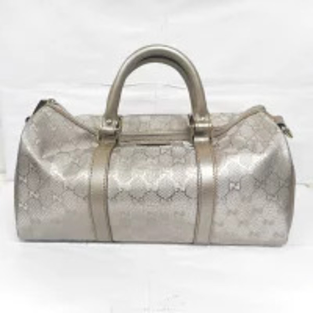 Gucci Handbag Boston Bag GG Imprime Silver Tone